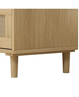 Streamdale Furniture 31.5"Oak 3-Drawer Rattan Storage Cabinet for Any Room