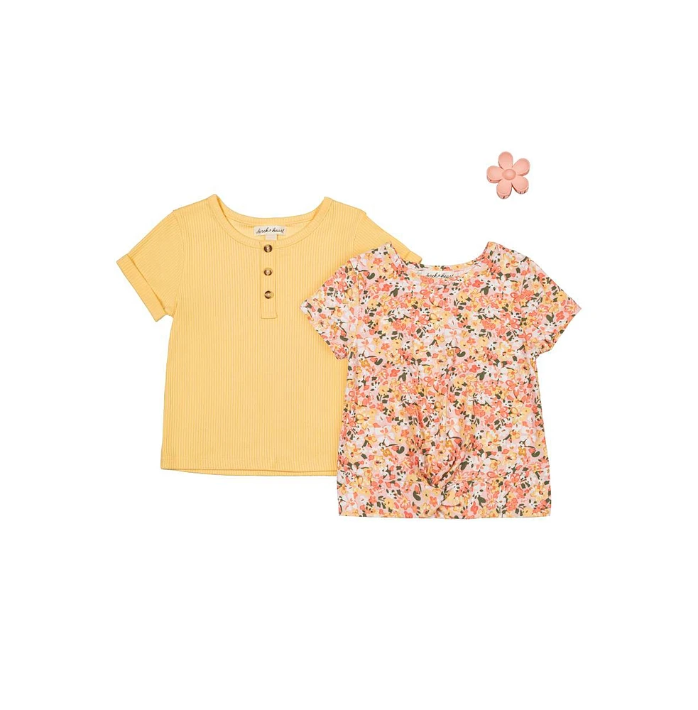 Derek Heart Little Girls 2 Pack Tops - Impala/ multi