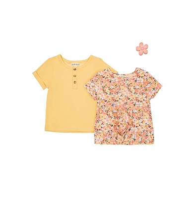 Derek Heart Little Girls 2 Pack Tops - Impala/ multi