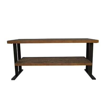 Simplie Fun Media Console Table With One Shelf To Your Home Decor, Natural Reclaimed Wood And Black Finish