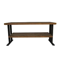 Simplie Fun Media Console Table With One Shelf To Your Home Decor, Natural Reclaimed Wood And Black Finish