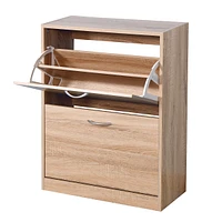 White Shoe Storage Cabinet with Flip Doors
