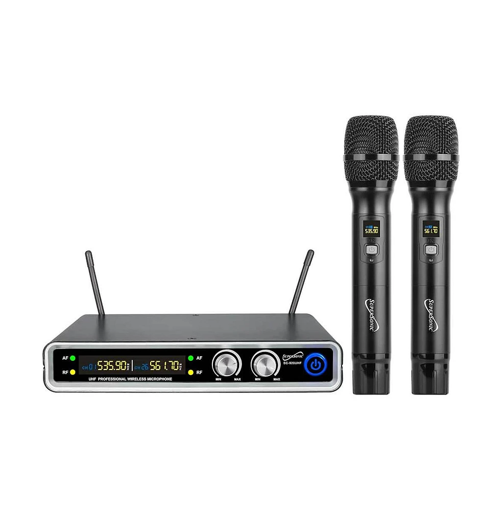 Supersonic Uhf Dual Flixed Microphone System with Dual Transmitters