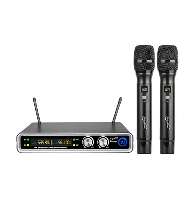 Supersonic Uhf Dual Flixed Microphone System with Dual Transmitters