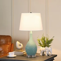 Streamdale Furniture 28" Teal Telli Pebble Mid-Century Resin Table Lamp