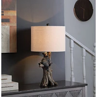 Streamdale Furniture 24.75" In Black Bear On A Tree Polyresin Table Lamp