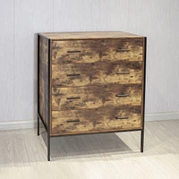 Rustic Brown 4 Drawer Dresser with Steel Frame