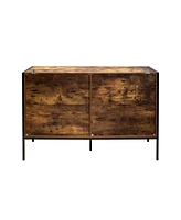 Rustic Brown 6 Drawer Double Dresser with Steel Frame