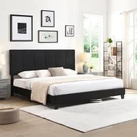 Streamdale Furniture King Size Upholstered Platform Bed Frame in Black