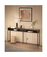 Slickblue Narrow Console Table With 2 Outlet And Usb Ports