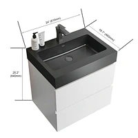 White Bathroom Vanity with Large Storage, Wall Mounted