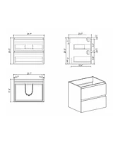 Streamdale Furniture White Bathroom Vanity with Large Storage, Wall Mounted