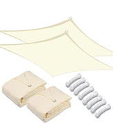 2 Pack 19x13 Ft 97% Uv Block Rectangle Hdpe Sun Shade Sail Canopy Lawn Outdoor