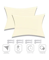 2 Pack 19x13 Ft 97% Uv Block Rectangle Hdpe Sun Shade Sail Canopy Lawn Outdoor