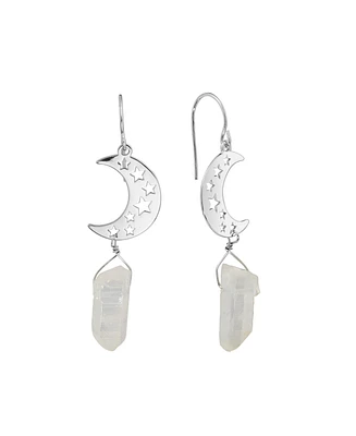 Macy's Aurora Borealis or Mystic Quartz Silver Plated Half Moon Drop Earrings