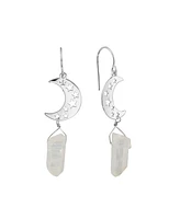 Macy's Aurora Borealis or Mystic Quartz Silver Plated Half Moon Drop Earrings