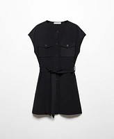 Mango Women's Pocket Detail Bow Dress