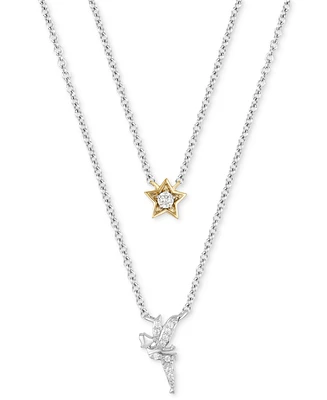 Diamond Star & Tinkerbell Layered Necklace (1/10 ct. t.w.) in Sterling Silver & 10k Gold, 16" + 1" extender