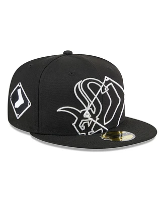 New Era Men's Black Chicago White Sox Game Day Overlap 59FIFTY Fitted Hat