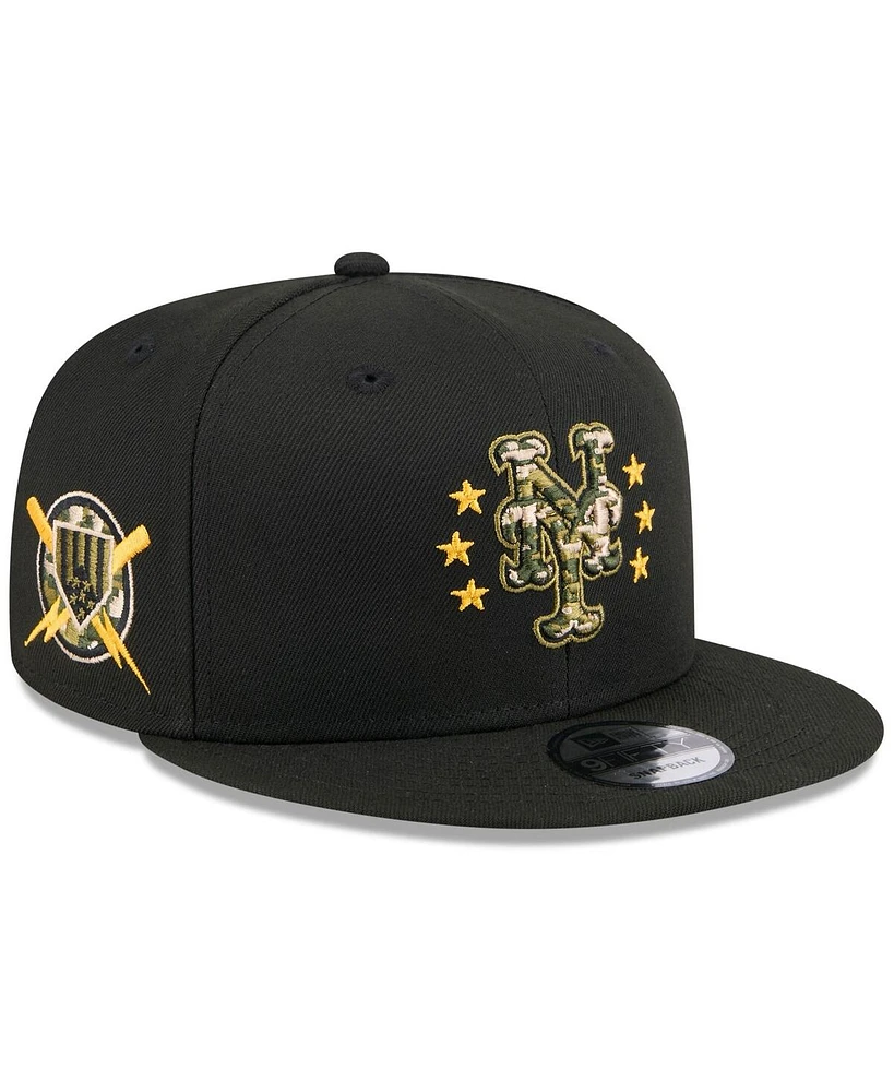 New Era Men's Black New York Mets 2024 Armed Forces Day 9FIFTY Snapback Hat