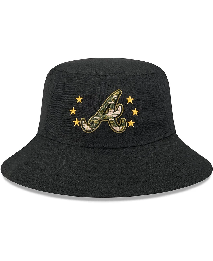 New Era Men's Black Atlanta Braves 2024 Armed Forces Day Bucket Hat