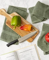 Design Imports Basic Terry Collection Waffle Dishtowel Set, 15x26", Solid Artichoke, 4 Piece