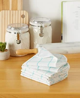 Design Imports Scrubber Dishcloths Collection Windowpane Dishrag Set, 12x12", White/Aqua Stripe, 6 Piece