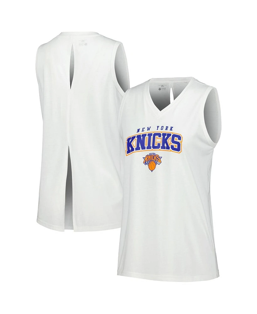 Levelwear Women's White New York Knicks Paisley Peekaboo Tank Top