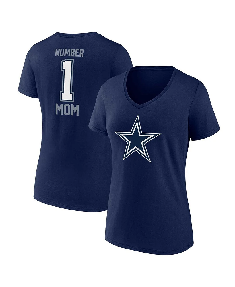 Fanatics Women's Navy Dallas Cowboys Plus Mother's Day 1 Mom V-Neck T-Shirt