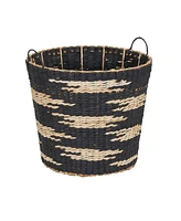 Household Essentials Tapered Woven Basket Large Decorative Basket with Handles