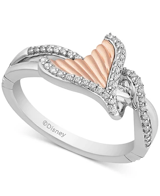 Diamond Ariel Mermaid Tail Ring (1/6 ct. t.w.) in Sterling Silver & 10k Rose Gold