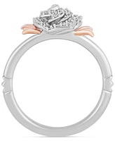 Diamond Belle Rose Ring (1/6 ct. t.w.) in Sterling Silver & 10k Rose Gold