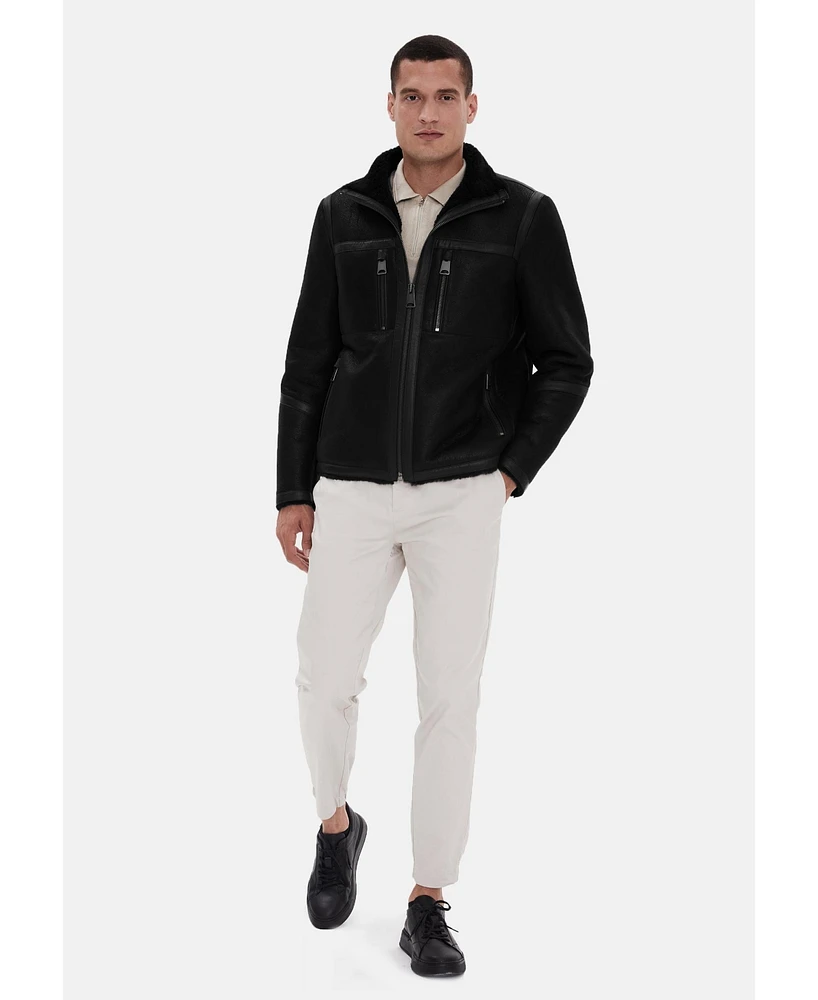 Furniq Uk Men's Shearling Jacket