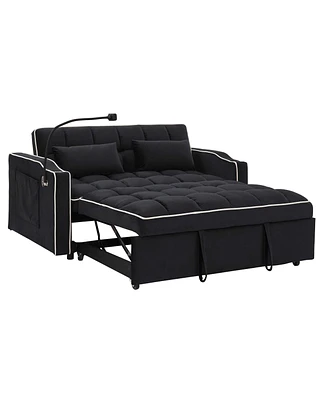 Simplie Fun 55.51 Inch Versatile Foldable Sofa Bed In 3 Lengths, Modern Sofa Sofa Sofa