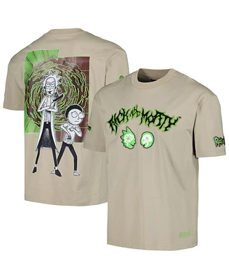 Freeze Max Men's Tan Rick and Morty 90s Rave Rickvival Loose T-Shirt