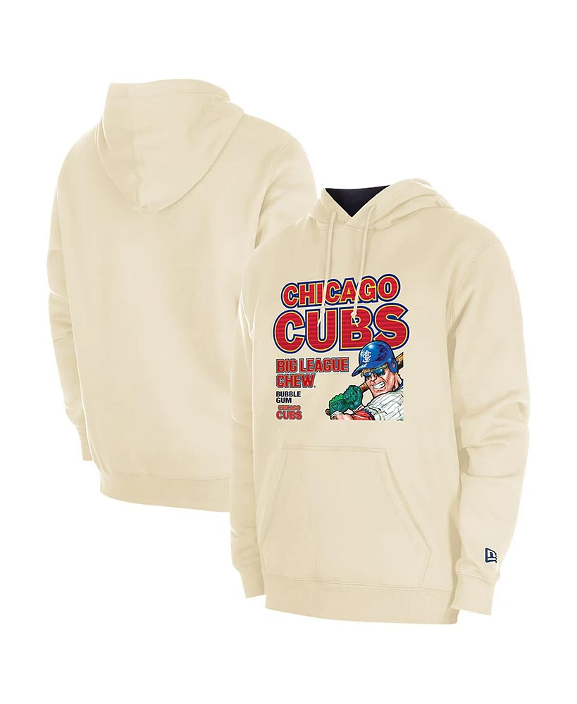 New Era Men's Cream Chicago Cubs Big League Chew Pullover Hoodie