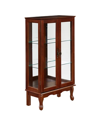 Streamdale Furniture Lighted Cherry Curio Cabinet, Adjustable Shelves