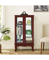 Streamdale Furniture Lighted Cherry Curio Cabinet, Adjustable Shelves