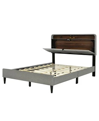 Simplie Fun Upholstered Storage Platform Bed with Usb ports