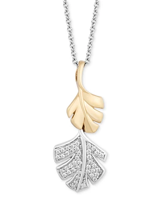 Diamond Moana Leaf Pendant Necklace (1/6 ct. t.w.) in Sterling Silver & 10k Gold