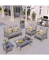 Mondawe 6 Pieces Patio Conversation Set with Heater and Coffee Table