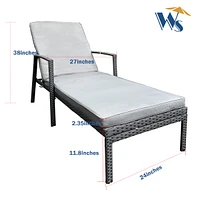 Streamdale Furniture Outdoor Patio Lounge Chairs Rattan Wicker Patio Chaise Lounges Chair Gray