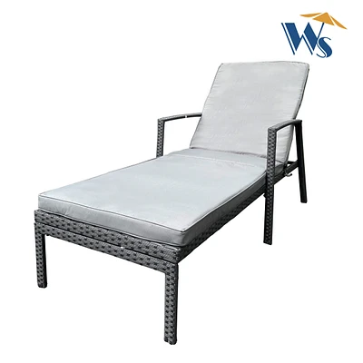 Simplie Fun Outdoor Patio Lounge Chairs Rattan Wicker Patio Chaise Lounges Chair Gray