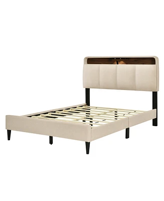 Simplie Fun Upholstered Storage Platform Bed with Usb ports