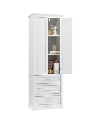 Streamdale Furniture Tall Storage Cabinet With Three Drawers For Bathroom/Office