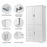 Tall & Wide Storage Cabinet with 3 Drawers & Doors