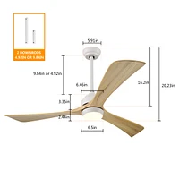 52" Ceiling Fan with Remote Control, 6 Speeds (White/Natural)