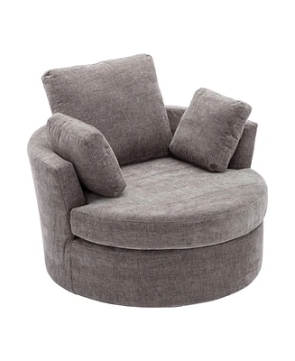 Simplie Fun Cozy Chenille Swivel Club Chair with 3 Pillows