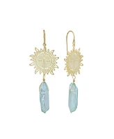 Macy's Aurora Borealis or Aqua Quartz 14K Gold Plated Sun Drop Earrings