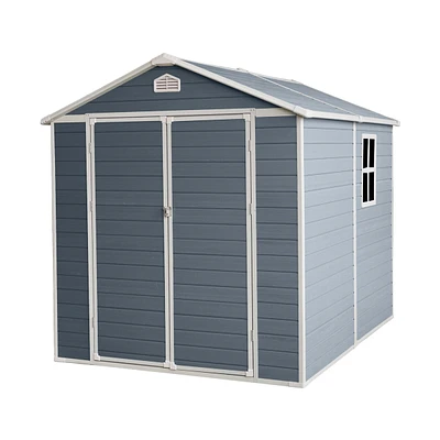 Simplie Fun 8x6FT Resin Outdoor Storage Shed Kit-Perfect To Store Patio Furniture, Grey